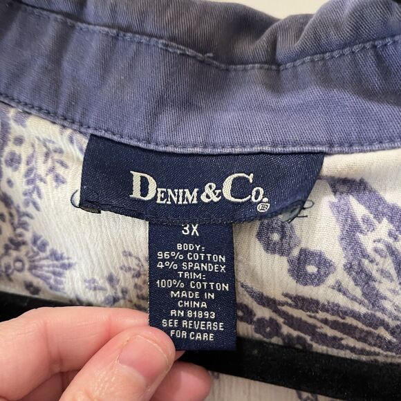 Denim & Co Blue Button Up Long Sleeve Jacket Chore Coat Womens Size 3X - Picture 5 of 9